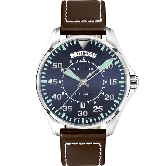 Hamilton Khaki Aviation Pilot Day Date Auto H64615545 kol saati