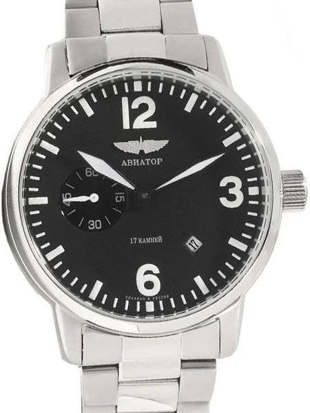 Aviator Mechanical, Hand Wind Watch with SuperLuminova Hands and Markers #6975645B 45 mm kol saati