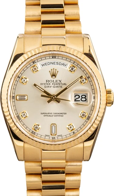 Rolex President 118238 Silver Diamond Dial 118238SDP kol saati