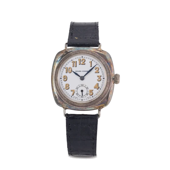 Rolex ROLEX, REF. 6194, CUSHION-SHAPED OYSTER, WHITE ENAMEL DIAL, SILVER kol saati