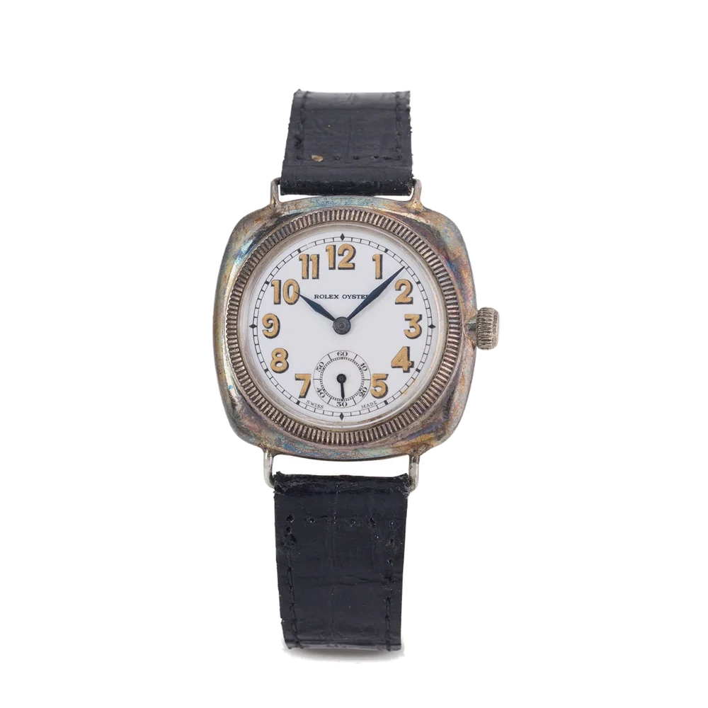 Rolex ROLEX, REF. 6194, CUSHION-SHAPED OYSTER, WHITE ENAMEL DIAL, SILVER kol saati
