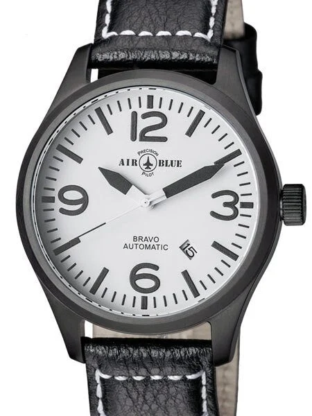 Air Blue Bravo Automatic Pilot Watch with 44mm PVD Case, Sapphire Crystal #BRAVOAUTOPVDWHT