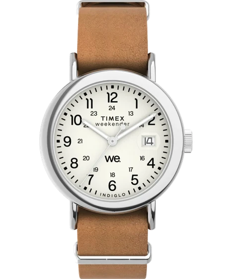 Timex Weekender 37mm Leather Strap Watch TW2W86500 kol saati