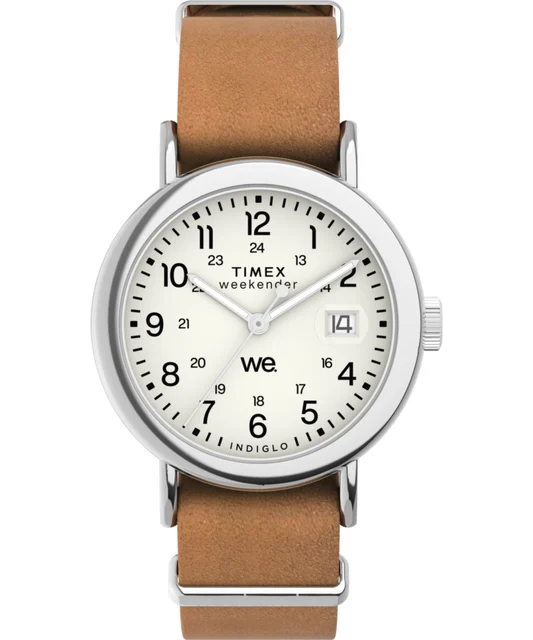 Timex Weekender 37mm Leather Strap Watch TW2W86500VQ kol saati