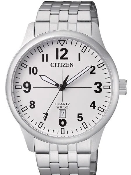 Citizen White Dial Quartz Watch with Stainless Steel Bracelet #BI1050-81B 40 mm kol saati