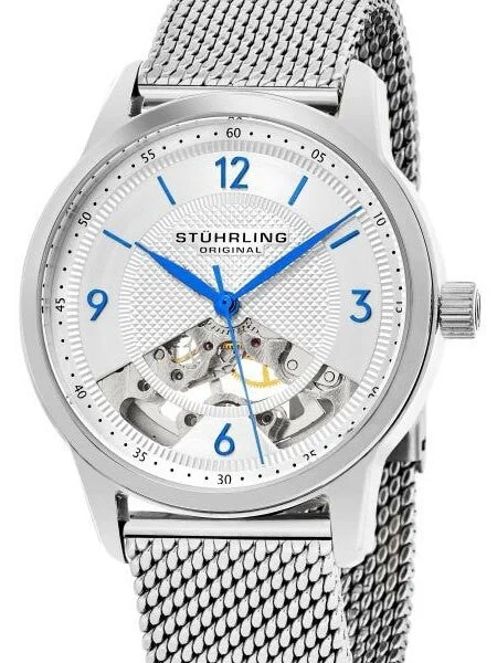 Stuhrling Mechanical, hand winding watch with 40mm case, Mesh Bracelet #977M.01 kol saati