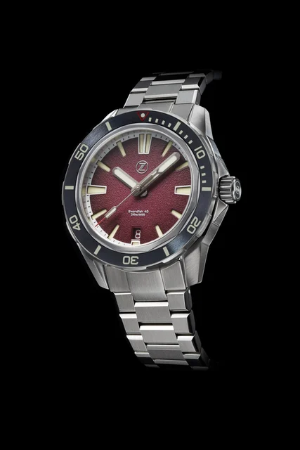 Zelos Swordfish 40mm SS Burgundy kol saati