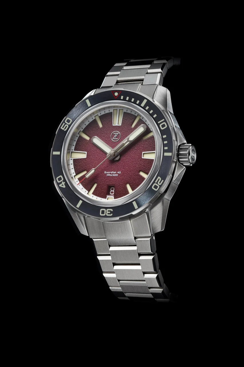 Zelos Swordfish 40mm SS Burgundy 40 mm kol saati