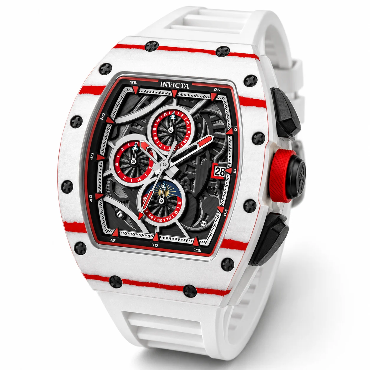 Invicta Voltra Carbon Fiber Automatic Watch - 41mm, White (69501) 41 mm kol saati