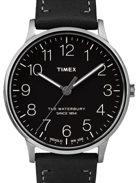 Timex Waterbury Quartz Watch with Black Dial and INDIGLO Night-Light #TW2R25500ZA kol saat