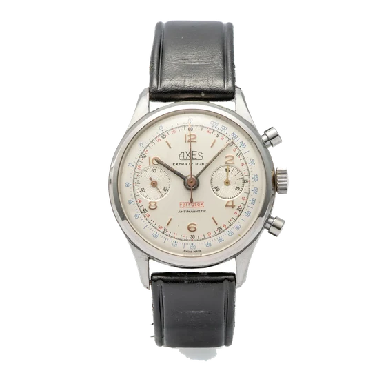 Axes Ref. 754, chronograph, minute counter, calibre Landeron 51; “Ferrotex”; stainless ste