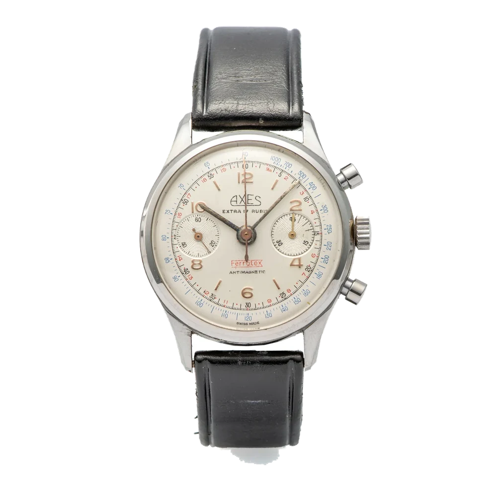 Axes Ref. 754, chronograph, minute counter, calibre Landeron 51; “Ferrotex”; stainless steel kol saati