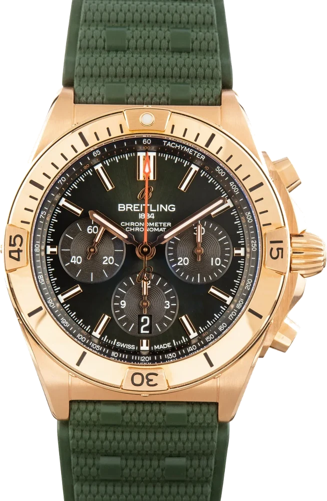 Breitling Red Gold Chronomat B01 42 Green Dial RB0134101L1S1 42 mm kol saati