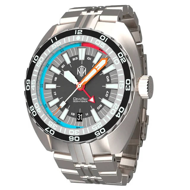 NTH DevilRay 500-Meter Automatic Dive Watch with Black Dial and GMT Function #WW- -DRKG WW