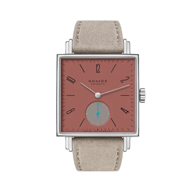 NOMOS Glashütte Tetra Terra Sapphire Back 29.5mm - Terracotta Red on Strap 438 kol saati