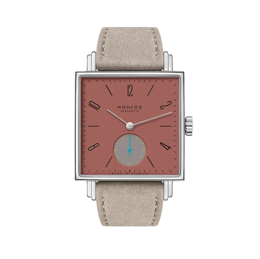 NOMOS Glashütte Tetra Terra Sapphire Back 29.5mm - Terracotta Red on Strap 438 29.5 mm kol saati
