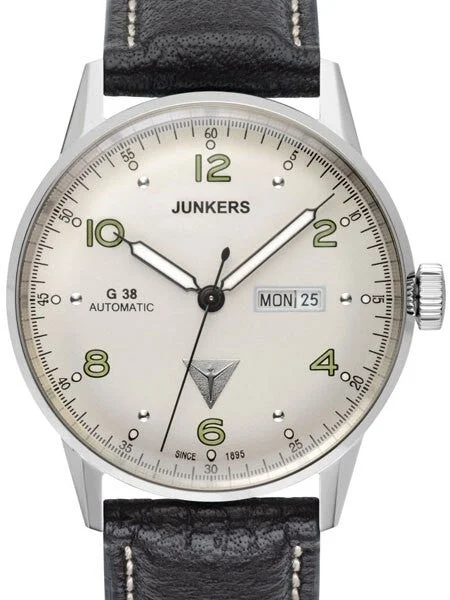 Junkers Day and Date Watch with Silver Dial and Automatic Movment #6966-4 42 mm kol saati