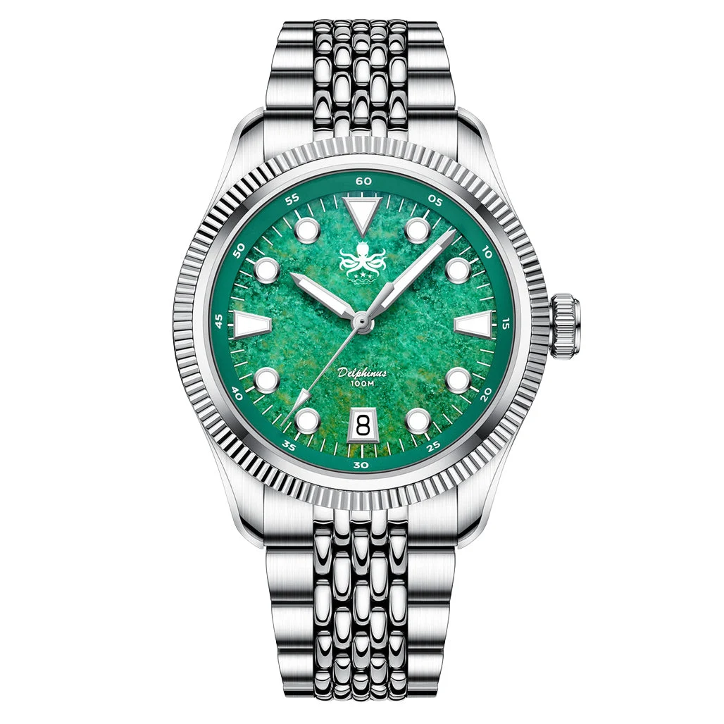 Phoibos Delphinus Automatic Watch with Green Jade Dial #PY066A 39 mm kol saati