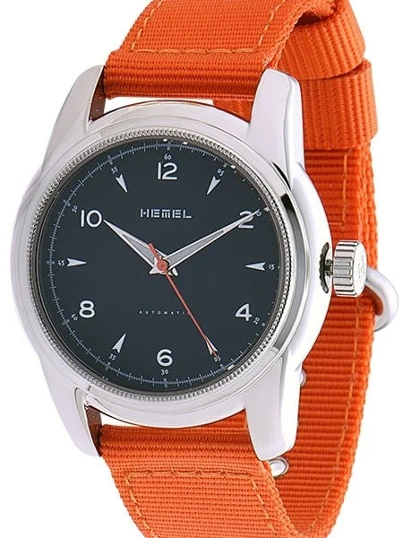 Hemel Arrowhead Automatic Military-Styled Watch with Matte Black Dial and Sapphire Crystal #HM3 40 mm kol saati