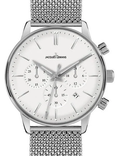 Jacques Lemans Nostalgie Chronograph with 24 Hour Sub-Dial and Mesh Bracelet #N-209C kol s