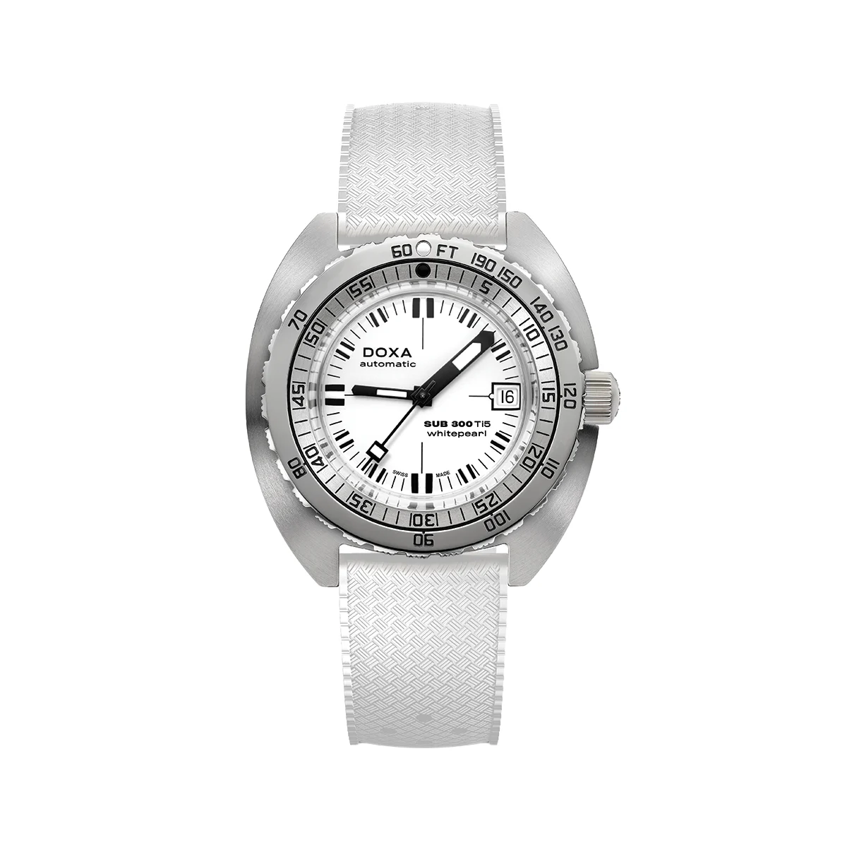 Doxa SUB 300 Ti5 42.5mm - Full Lume White on Rubber Strap 823.50.011.23 42.5 mm kol saati