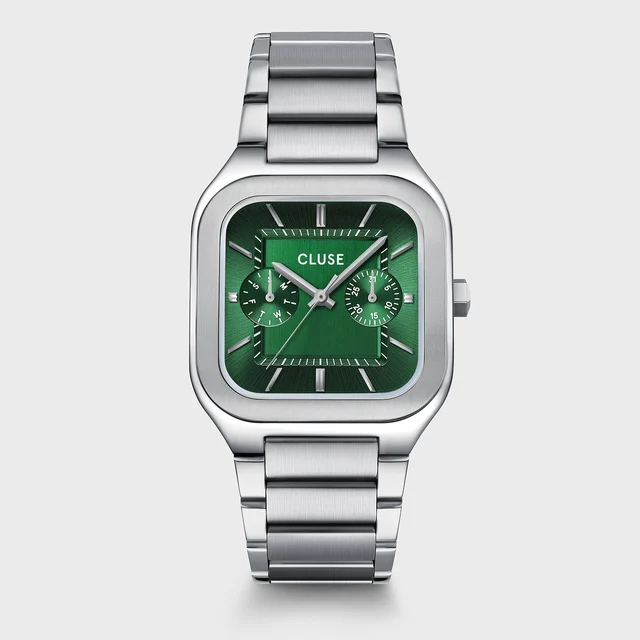 CLUSE Quadrus Multifunction Watch Steel, Green, Silver Colour CW26202 kol saati