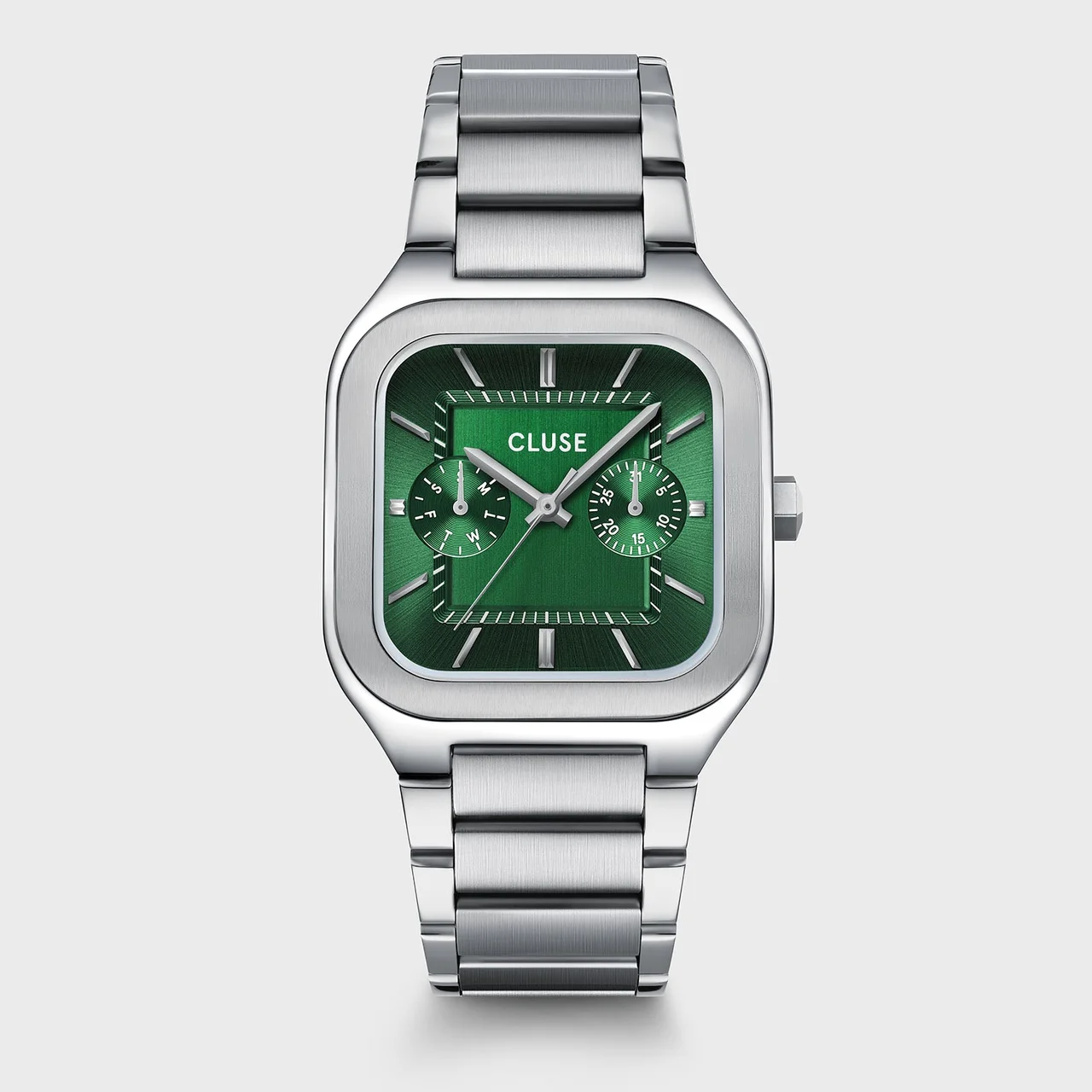 CLUSE Quadrus Multifunction Watch Steel, Green, Silver Colour CW26202 35 mm kol saati