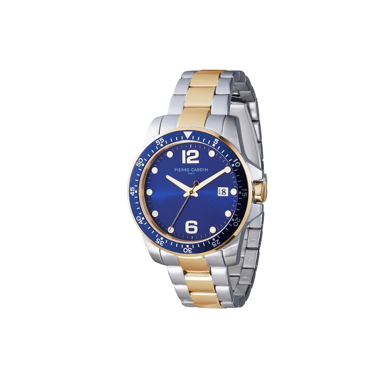 NATION Éclat Two Tone Steel and Gold Watch with Dark Blue Dial CNI.0031 40 mm kol saati