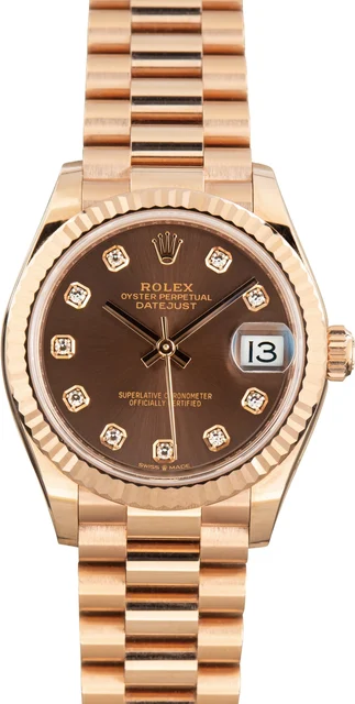 Rolex Datejust 31 Ref 278275 Chocolate Diamond Dial kol saati