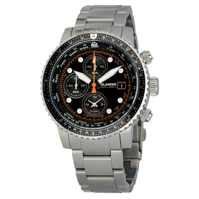 Islander Calverton Flight Chronograph Alarm Watch with Black Dial #ISL-282 kol saati