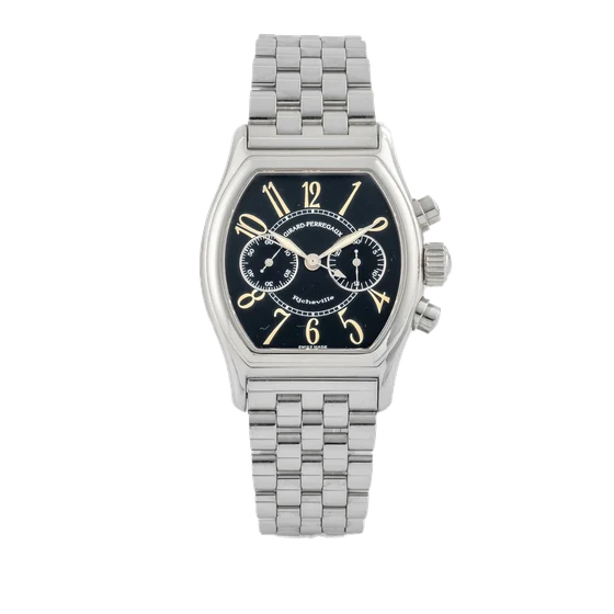 Girard-Perregaux Ref. 2710, chronograph, minute counter, black dial; “Richeville”; stainle