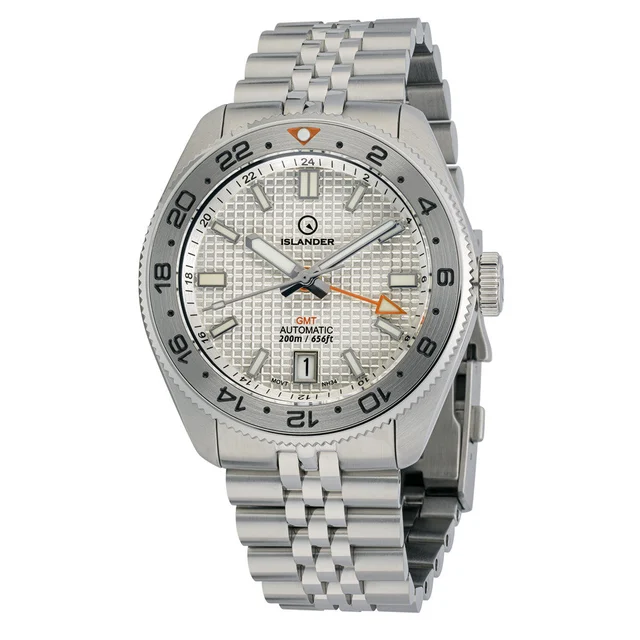 Islander Automatic GMT Dive Watch with White Waffle Dial #ISL-215 kol saati