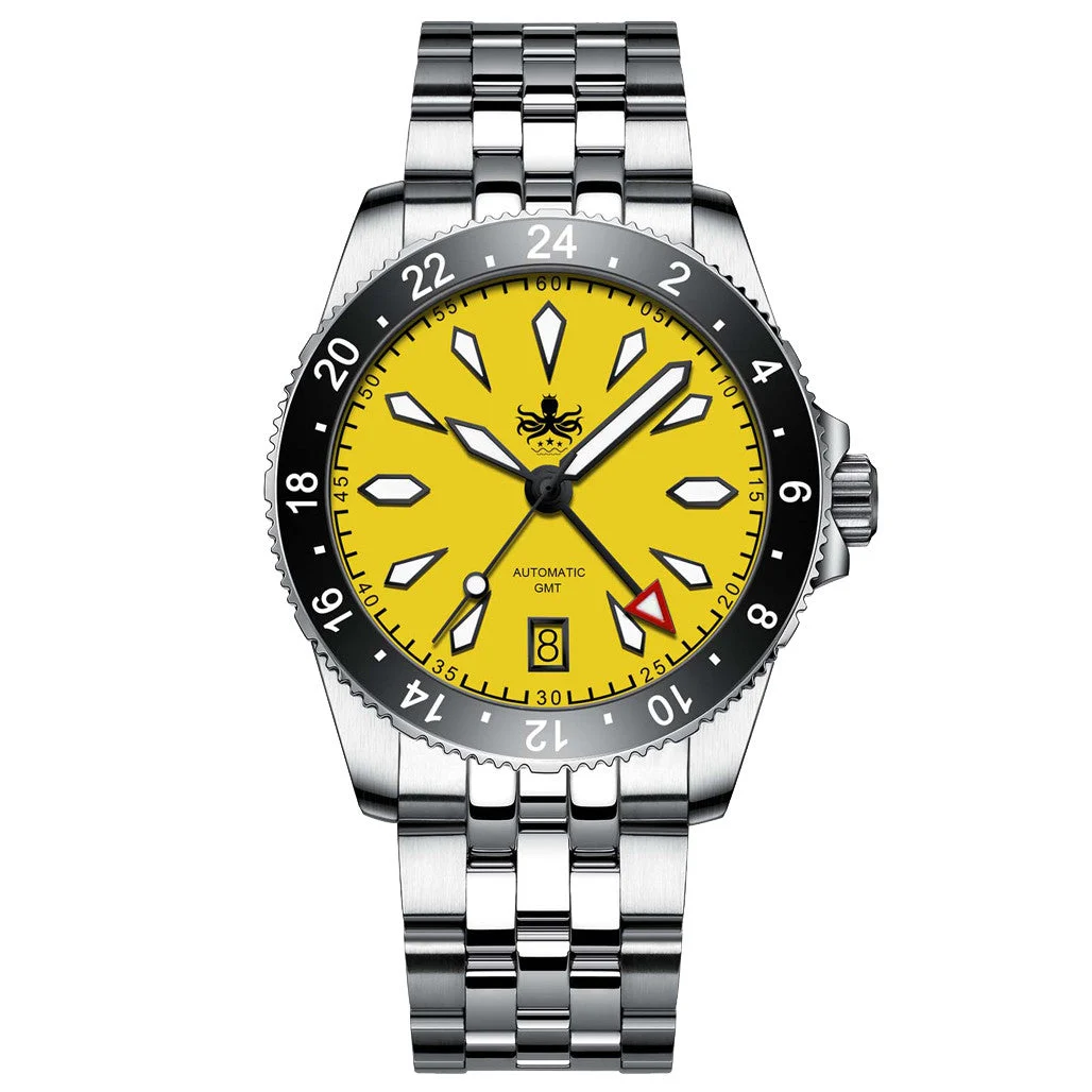 Phoibos Voyager GMT Automatic Watch with Yellow Dial #PY043F 39 mm kol saati