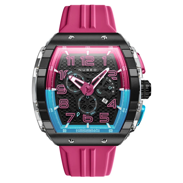 Nubeo Magellan Retrograde Chronograph Bubblegum Pink #NB-6088-07 kol saati