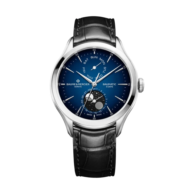 Baume Et Mercier Clifton 10593 Baumatic COSC 42mm - Blue on Leather Strap M0A10593 kol saa