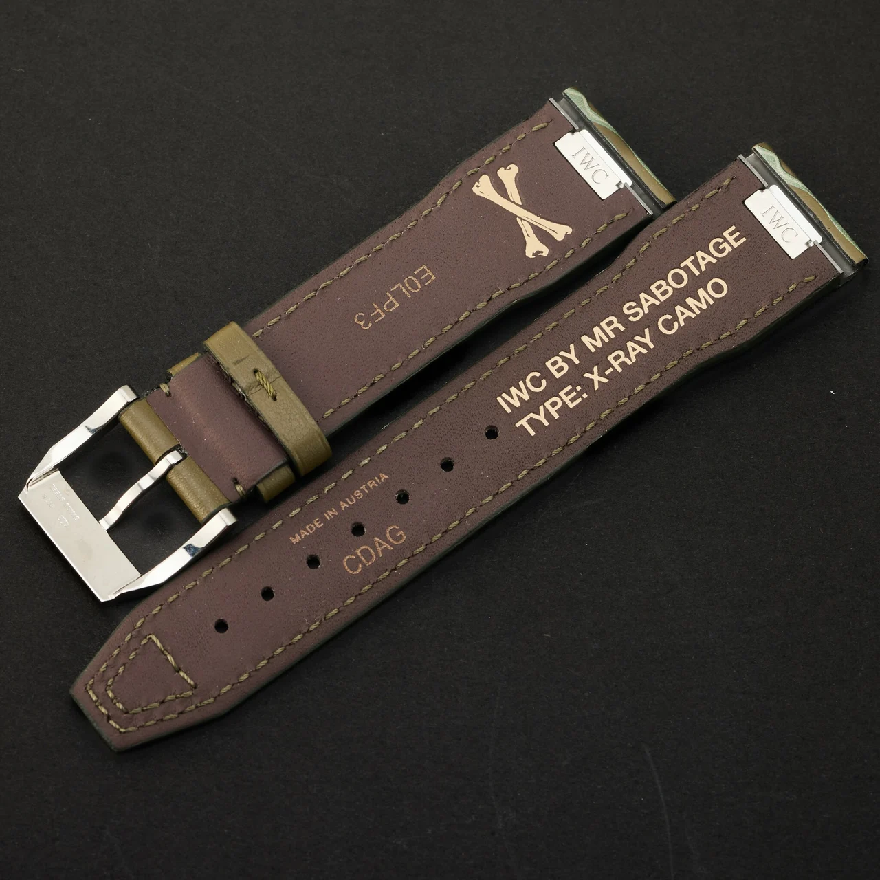 IWC IWC, REF. E0LPF3, CALFSKIN LEATHER, GREEN CAMO LIMITED EDITION (SIZE: 21MM/18MM), BRAND NEW kol saati