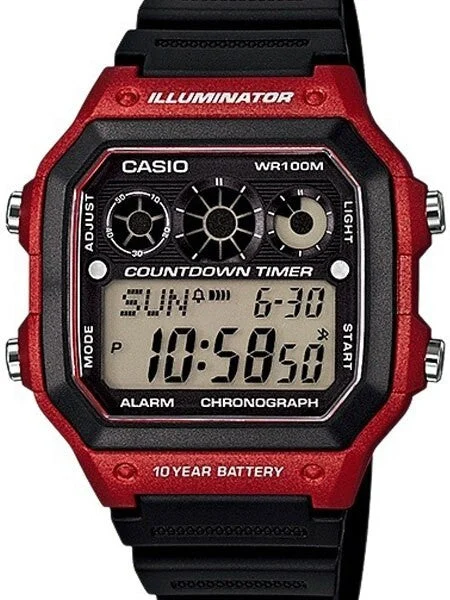 Casio Referee Timer Sport Watch with Stopwatch, 29 Time Zones #AE-1300WH-4AV kol saati