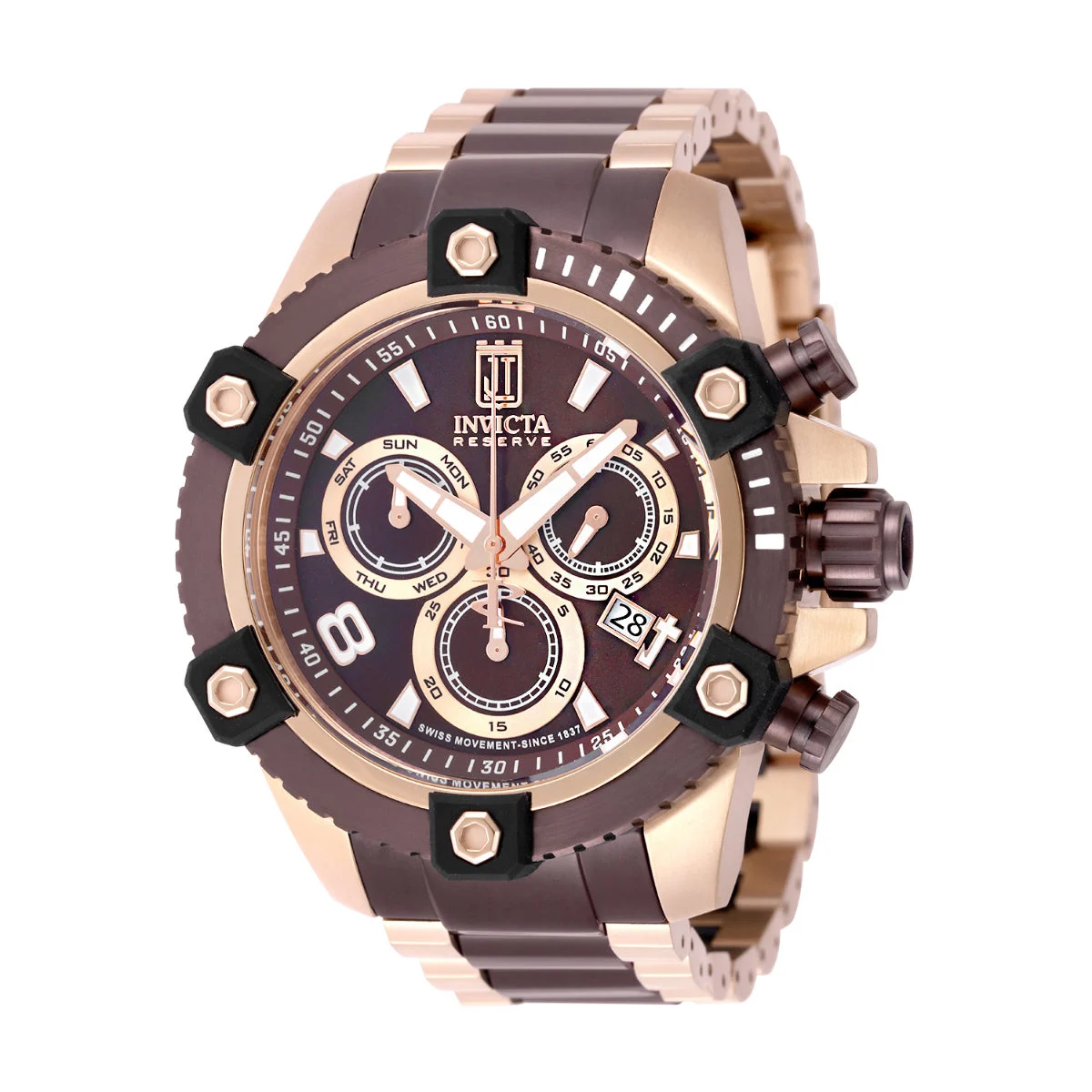 Invicta Imperix Swiss Ronda Z60 Caliber Watch w/ Mother of Pearl Dial - 50mm, Brown, Rose Gold (51288) 50 mm kol saati