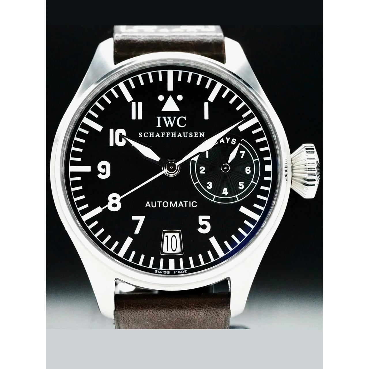 IWC Big Pilot 46mm Big Pilot 7 Day Slow Beat Movement Stainless Steel Black Dial 210000073425 46 mm kol saati