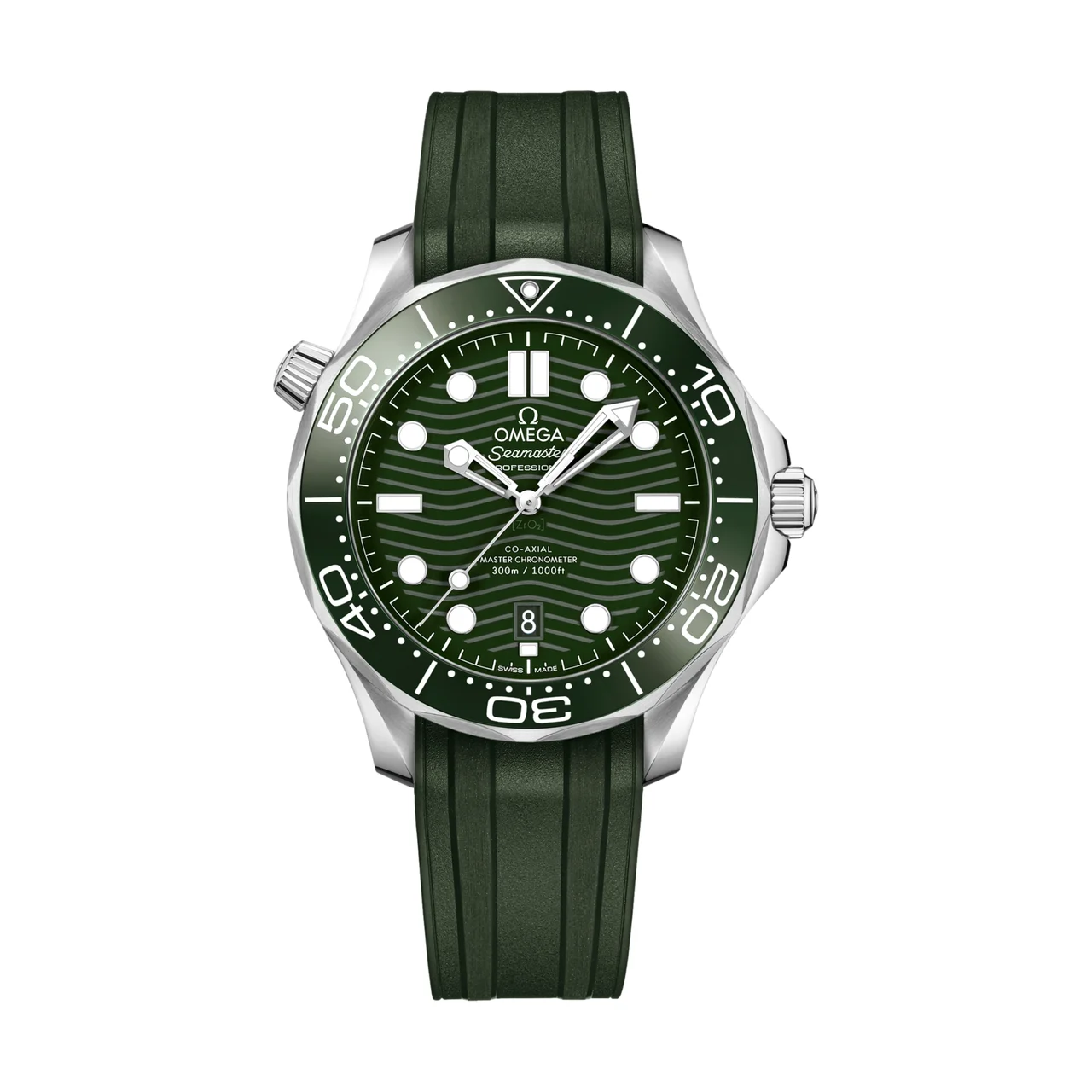OMEGA Seamaster Diver 300M 42mm - Green on Rubber Strap O21032422010001 42 mm kol saati