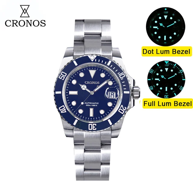 CRONOS Water Ghost NH35 Dive Watch L6015 克诺时-L6015-带历-半夜光-蓝-900 kol saati
