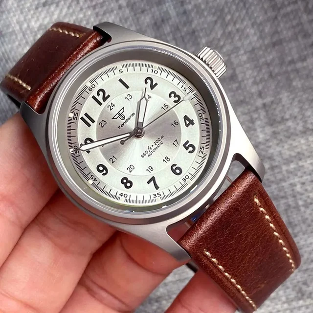 Tandorio Titanium Pilot Watch TD143B NH35A PT5000 Automatic Sapphire 20ATM 63.7g Vintage 1