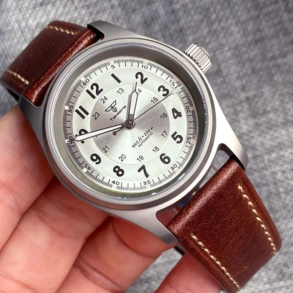 Tandorio Watches Titanium Pilot Watch Tandorio TD143B NH35A PT5000 Automatic Sapphire 20ATM 63.7g Vintage 14:100005979#silver sterile;5:56964930#NH35A 39 mm kol saati