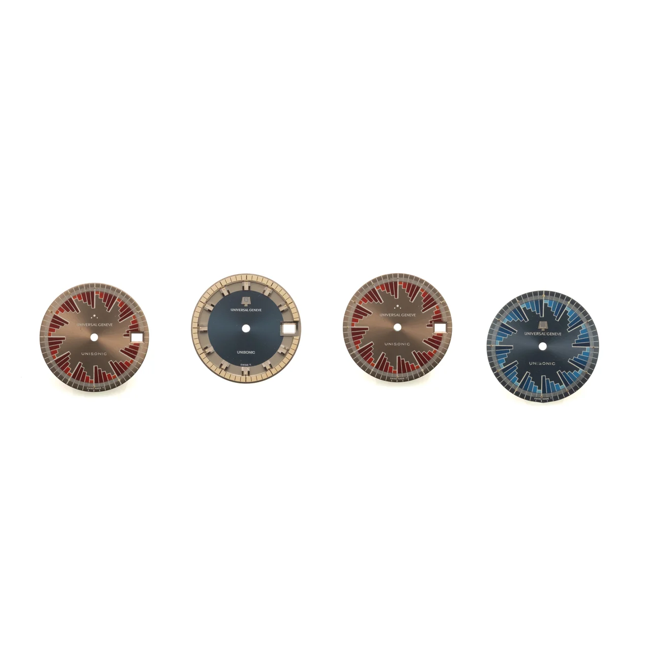 Universal UNIVERSAL, REF. 852.101/ 852.107, UNISONIC BUZZ SAW DIAL (2 RED, 1 BLUE FOR REFERENCE 852101) AND ONE BLUE GRAY (PROBABLY FOR REFERENCE 852.107) kol saati