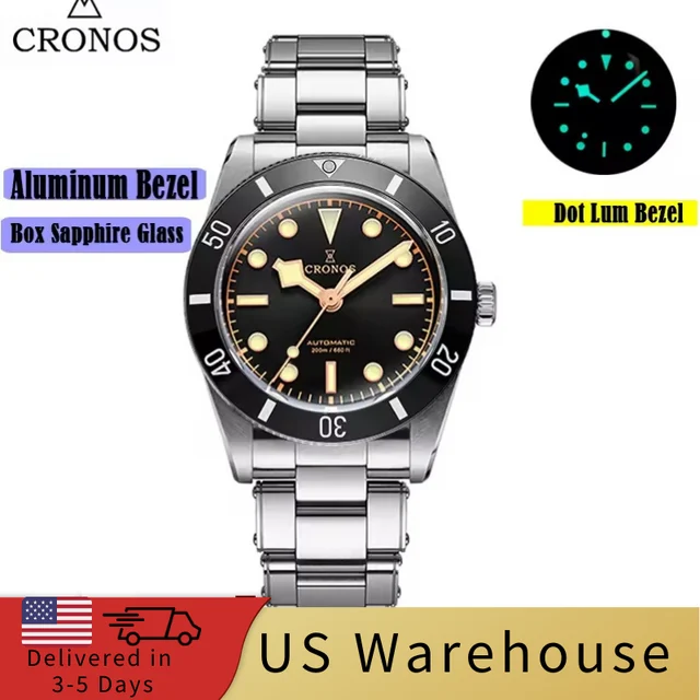 Cronos Watch Store Warehouse★★Cronos 37mm BB54 Vintage Diver Automatic Watches L6033-lid s