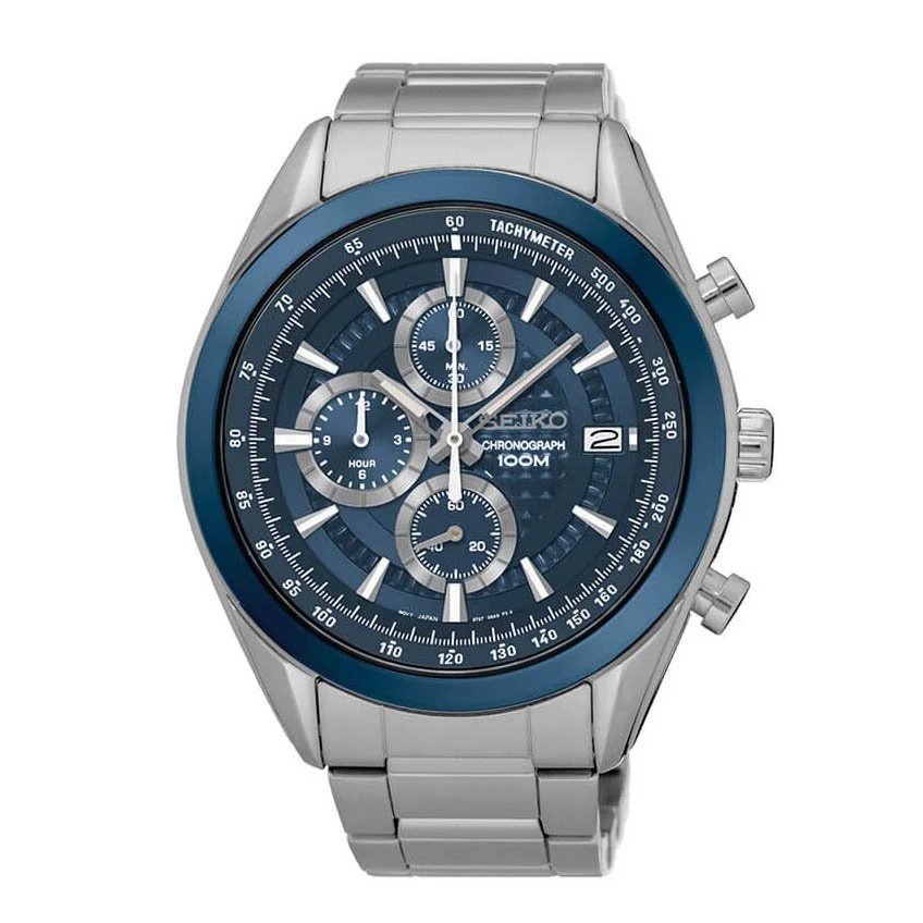 Seiko Chronograph SSB177 Blue Dial Stainless Steel 45 mm kol saati
