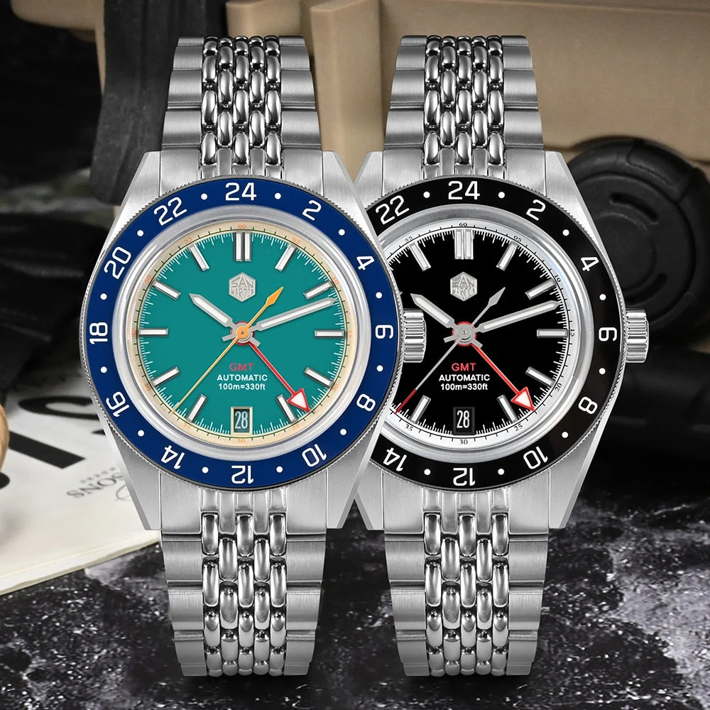San Martin Original Design NH34 GMT Watch SN0116 O-二手代发-nancy-,TF-0053,TF-0193 46.5 mm kol saati