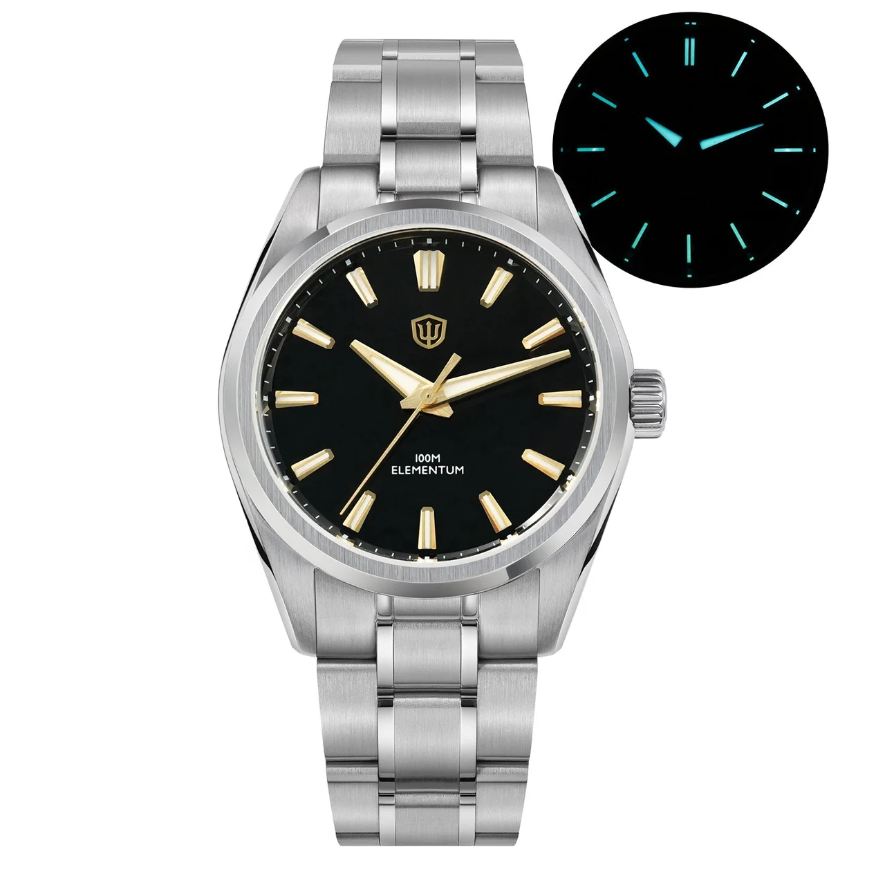 Watchdives Watchdives WD0003C-搪瓷黑/金钉 - 五铢钢带 36 mm kol saati