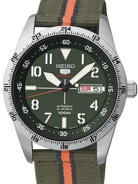 Seiko Sports 24-Jewel, Automatic Field Watch with 24-Hour Bezel #SRP515K1 42 mm kol saati