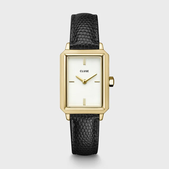 CLUSE Fluette Watch Leather, Black Lizard, Gold Colour CW11504 kol saati